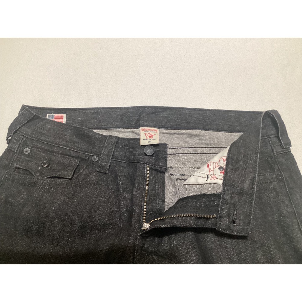 True Religion Brand Jeans Mens Black Wash Bootcut Denim  Size 38 Made in USA - Picture 5 of 15